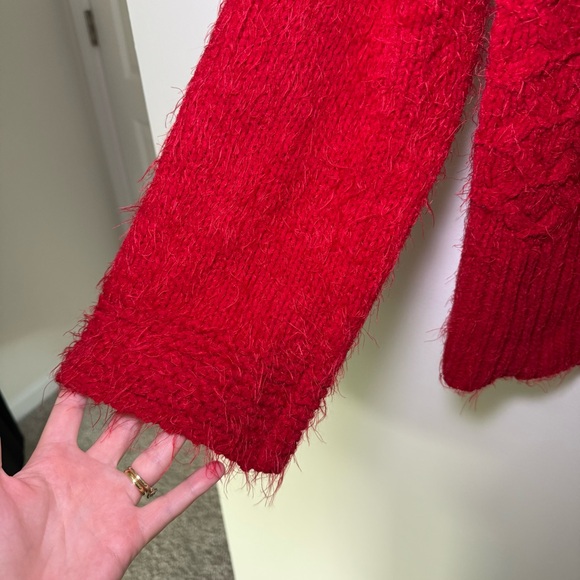 Anthropologie Sleeping on Snow Red Chunky Torridon Turtleneck Sweater Medium - Picture 6 of 10